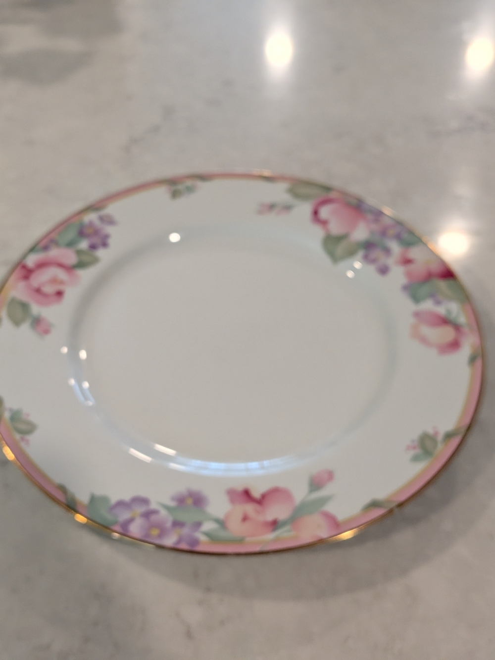 Mikasa Floral Dinner Plate 12" with Pink, Purple & Gold Trim